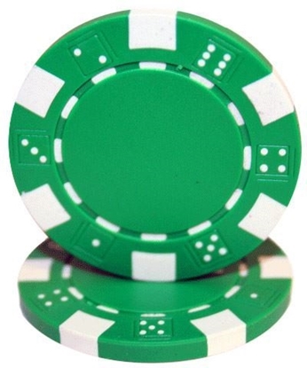 Roll of 50 green dice poker chips, 11.5 g each