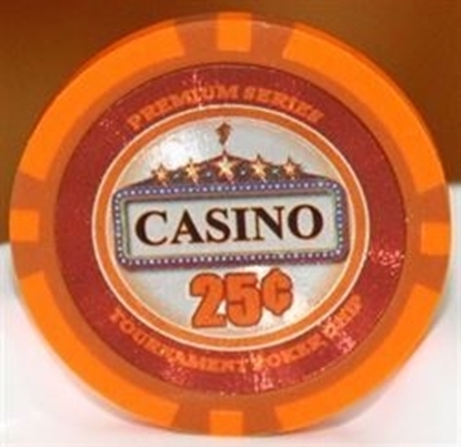 Orange CASINO poker chip 25 cents 14gr