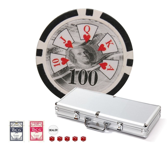 Image sur 12302 Benjamin Franklin poker chips set 500ocs -14gr -Tournament